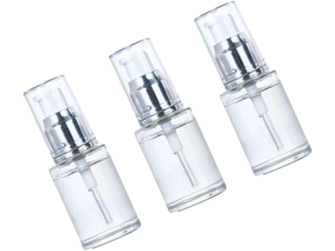 Conjunto De 3 Frascos De Vidro Transparente Com Bomba Dosadora, 30ml, Portáteis E Duráveis.