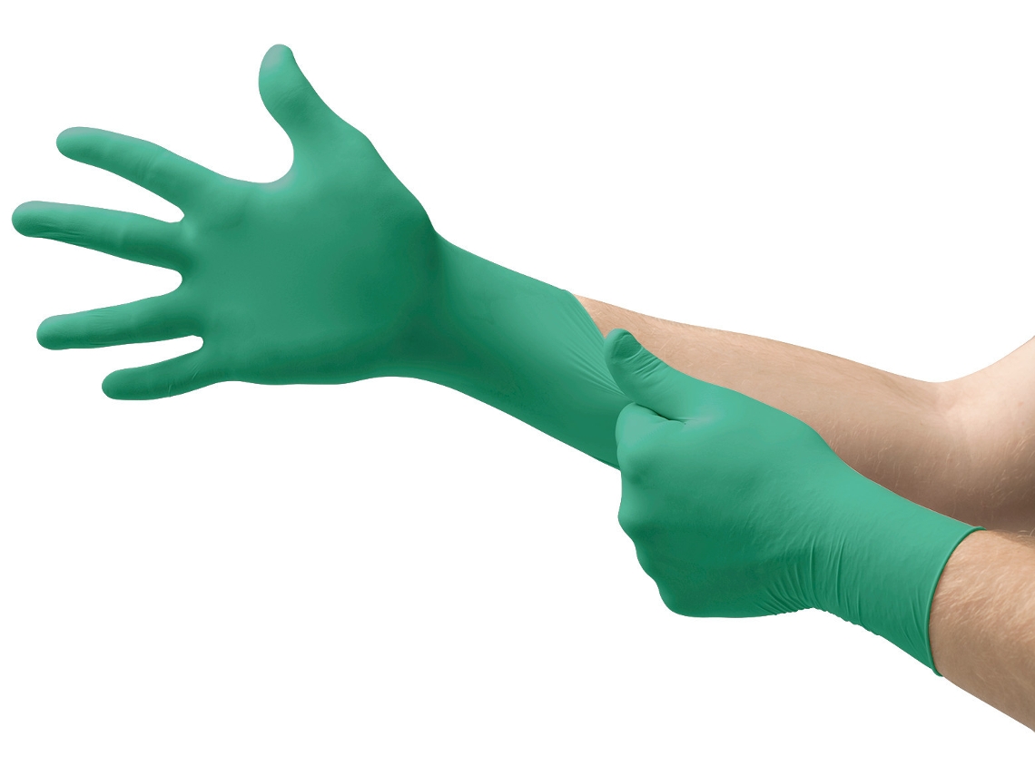 Luvas De Borracha, Punho Alongado, Verdes, 20 Unidades Por Caixa(10 Pares)(g)