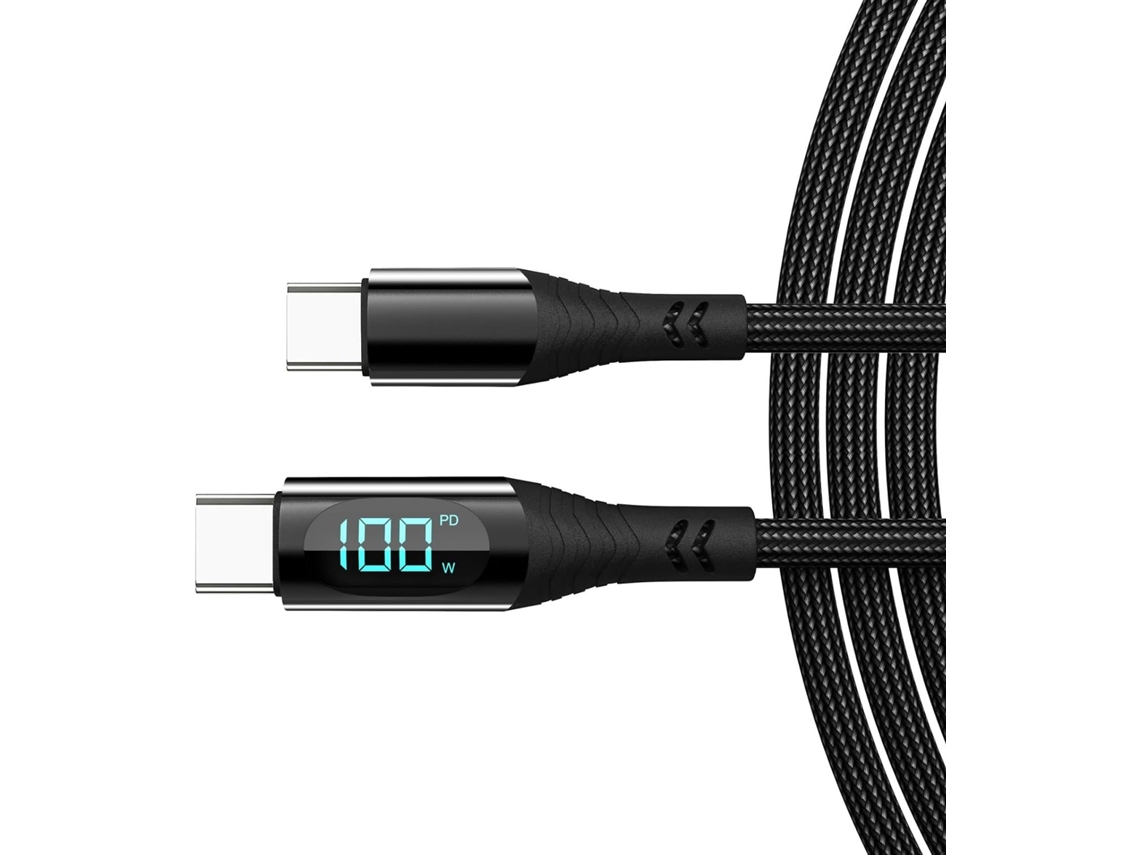 Cabo De Carregamento Usb-c De 100 W Com Visor Digital, Compatível Com Tablets De Até 15 Polegadas, Solução De Carregamento Rápido.