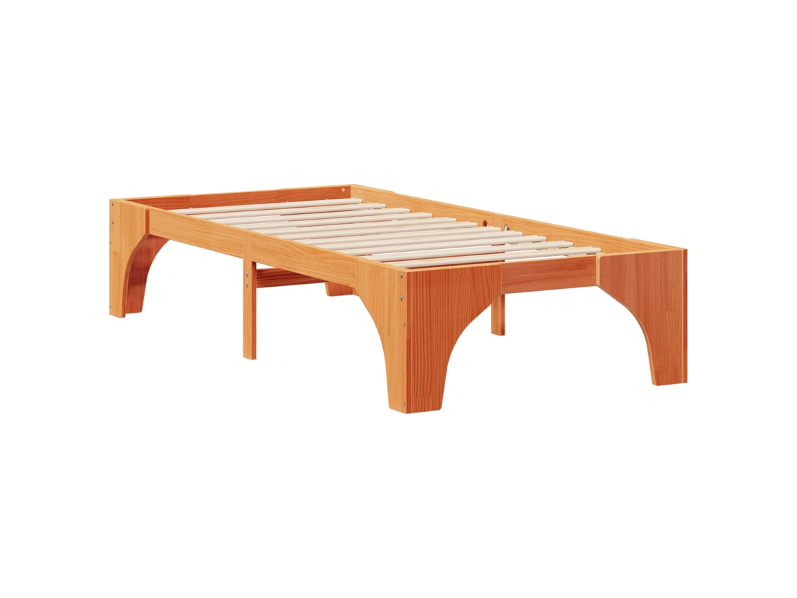 Conjunto 1 Estrutura Da Cama Vidaxl Castanho Madeira De Pinho Maciça (90 X 190 Cm)