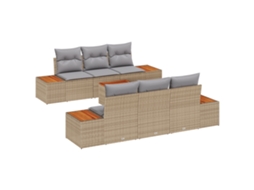 Conjunto 7 Sofá De Jardim Vidaxl Bege Vime Pe (55 X 55 X 37 Cm)