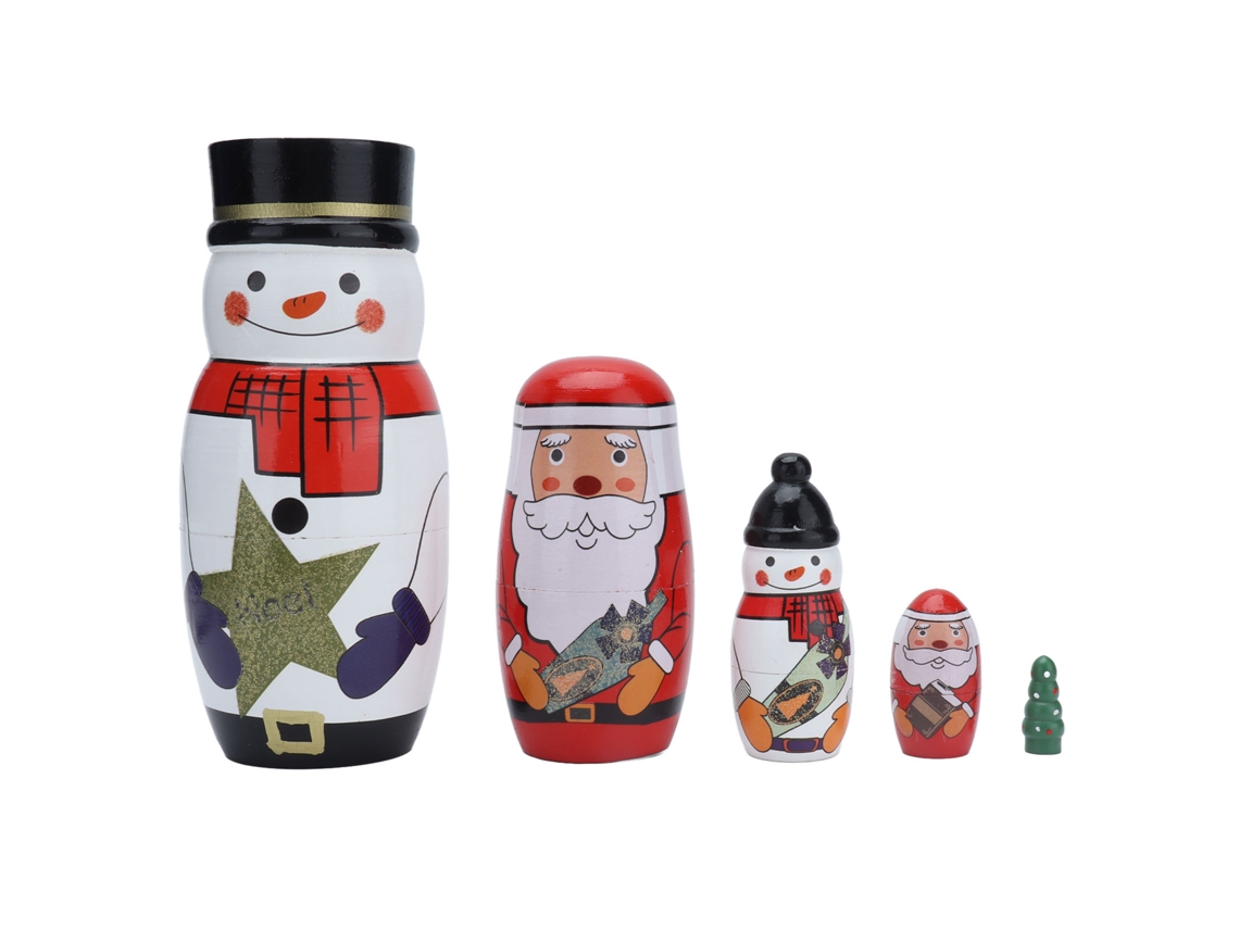 Bonecas Matrioskas Natal 5 Peças Decorativas Presentes Festivos