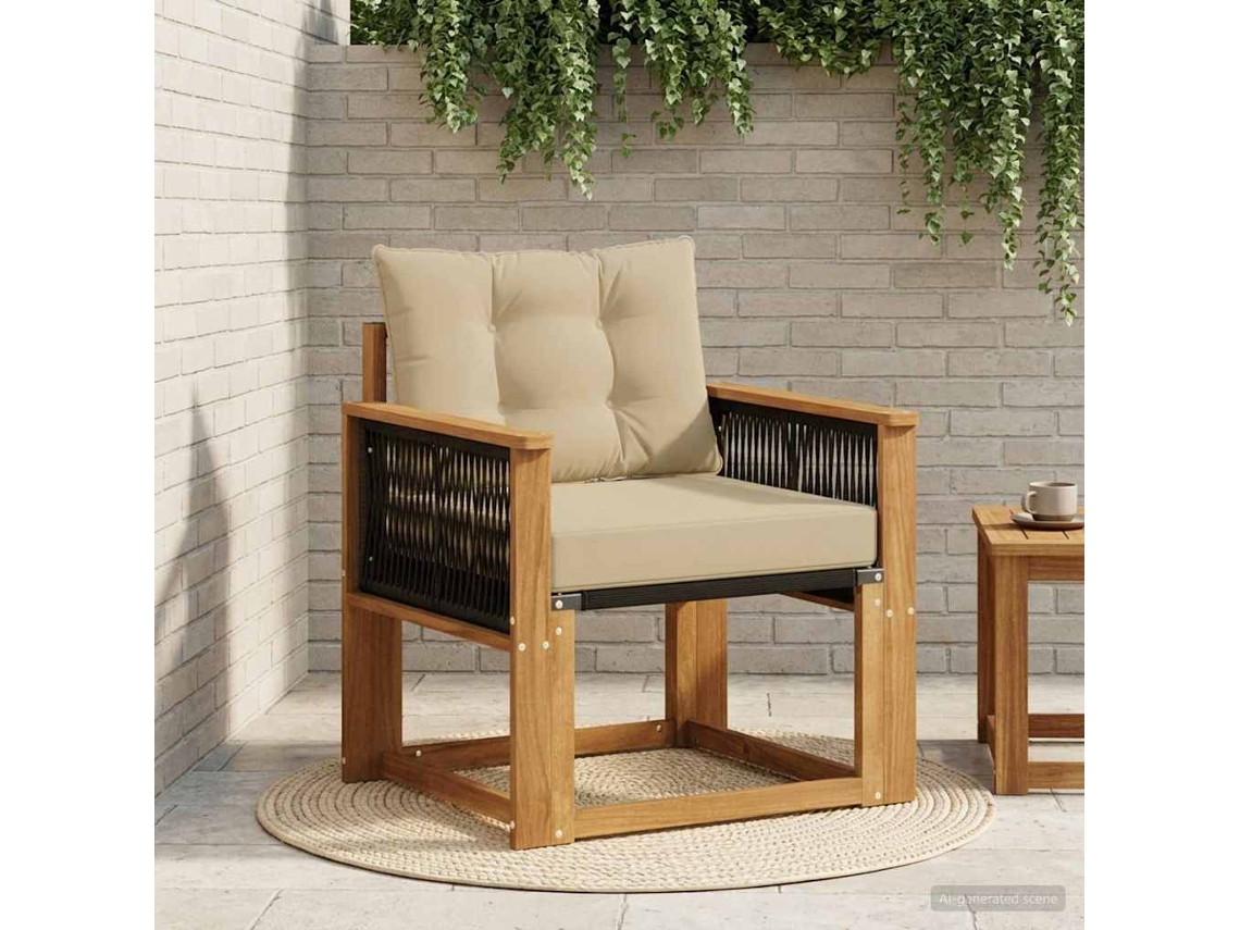 Vidaxl Sofá Médio Externo Madeira Sólida De Acácia Natural