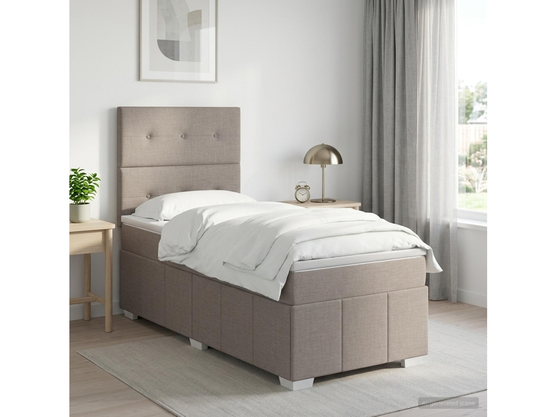 Vidaxl Cama Box Spring Com Colchão Cinzento-acastanhado 90 X 200 Cm