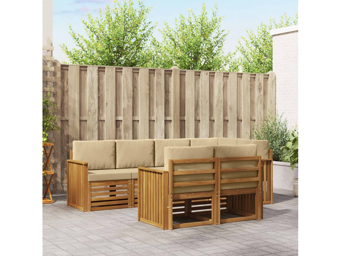 Vidaxl Conjunto De Sofás Para Exterior 7 Unid. Natural E Bege