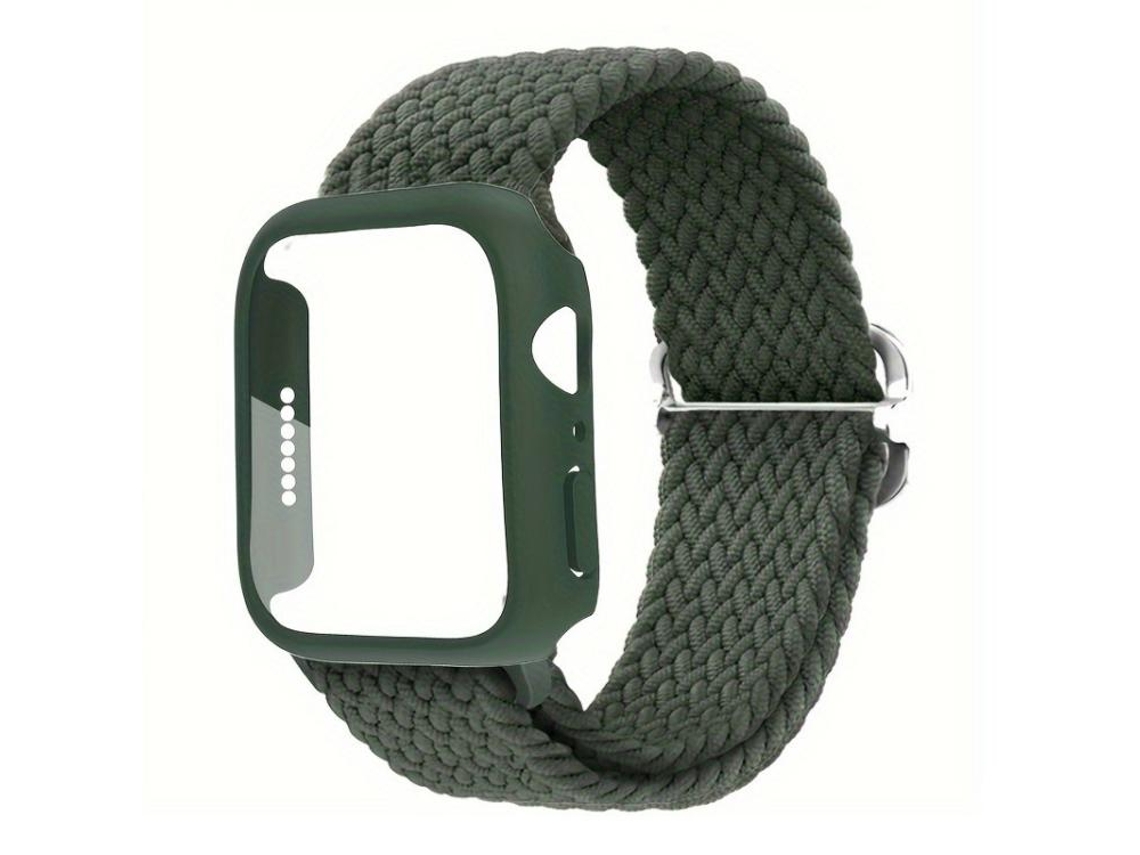 Pulseira de Nylon com Fivela de Escada e Capa Fosco Halinuia para Apple Watch Series 41 Mm , Verde Exército