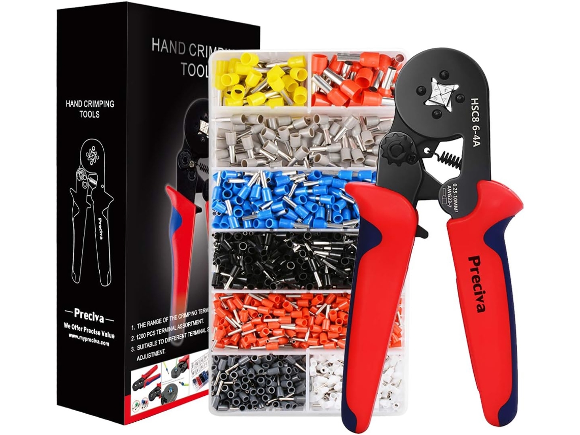 Alicate Crimpagem Com 1200 Terminais Isolados, 0,25 Mm² A 10 Mm².