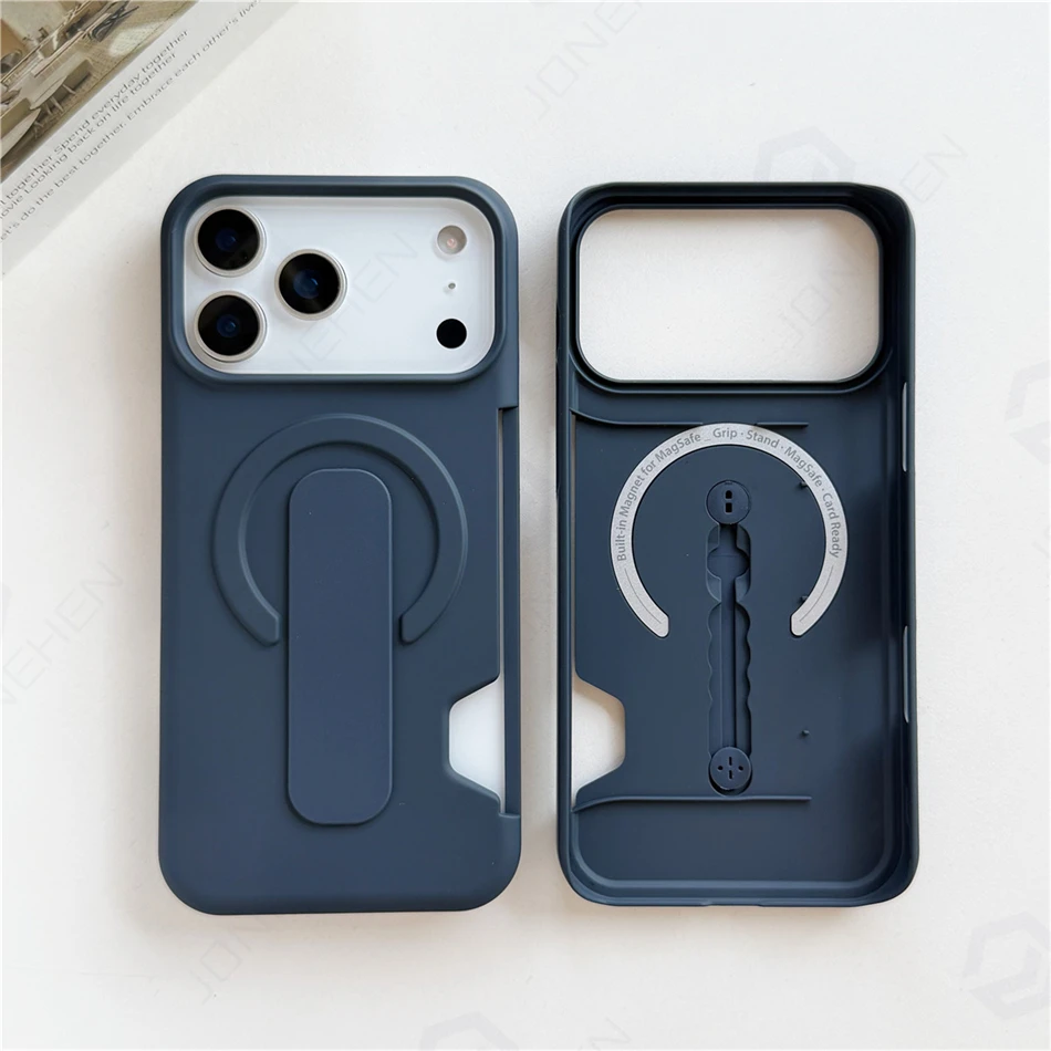 Capa Para Iphone 17 (azul), Com Suporte De Anel, Material De Policarbonato Fosco, Compatível Com Magsafe.