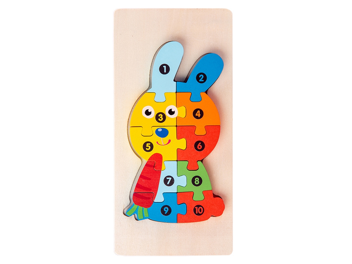 Brinquedo Educativo Montessori Para Crianças Dos 3 Aos 5 Anos, Puzzle Numérico Com Números De 1 A 10 Coelho Hexinyigjly