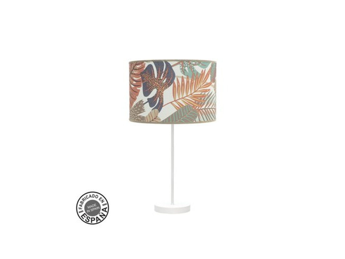 Candeeiro De Mesa Grande Etíope 1xe27 Branco/impresso 62,5x30x30 Cm Fabrilamp