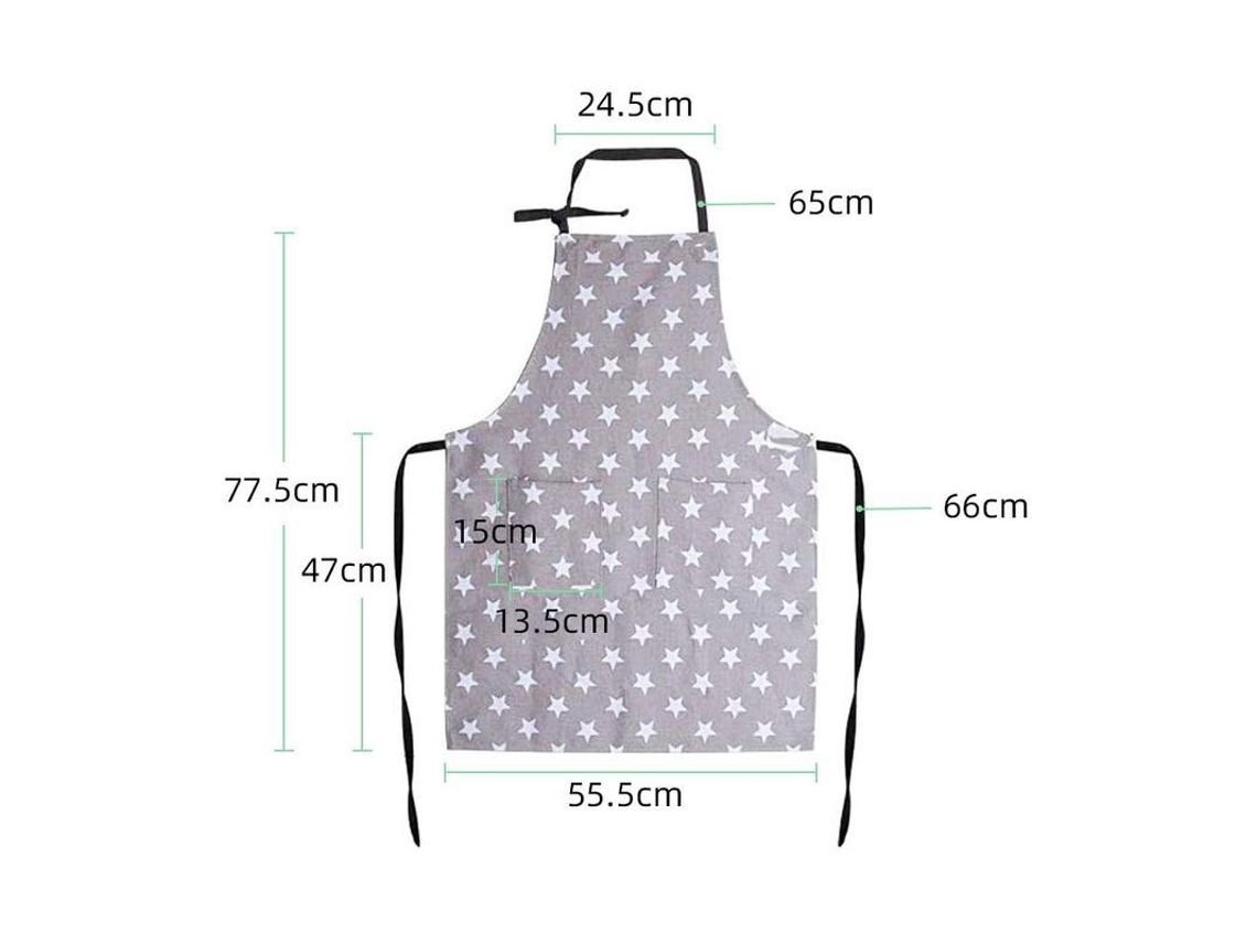 2026 delantal de Cozinha Grey Star para Mulher de Lona de Algodão Ajustável com Bolsos para Adultos