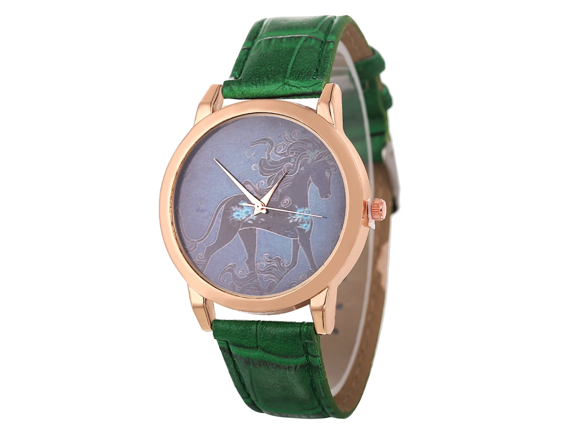 Reloj De Pulsera De Cuero Pu Unisex Pareja De Quartzo Zhoulianfa (verde)