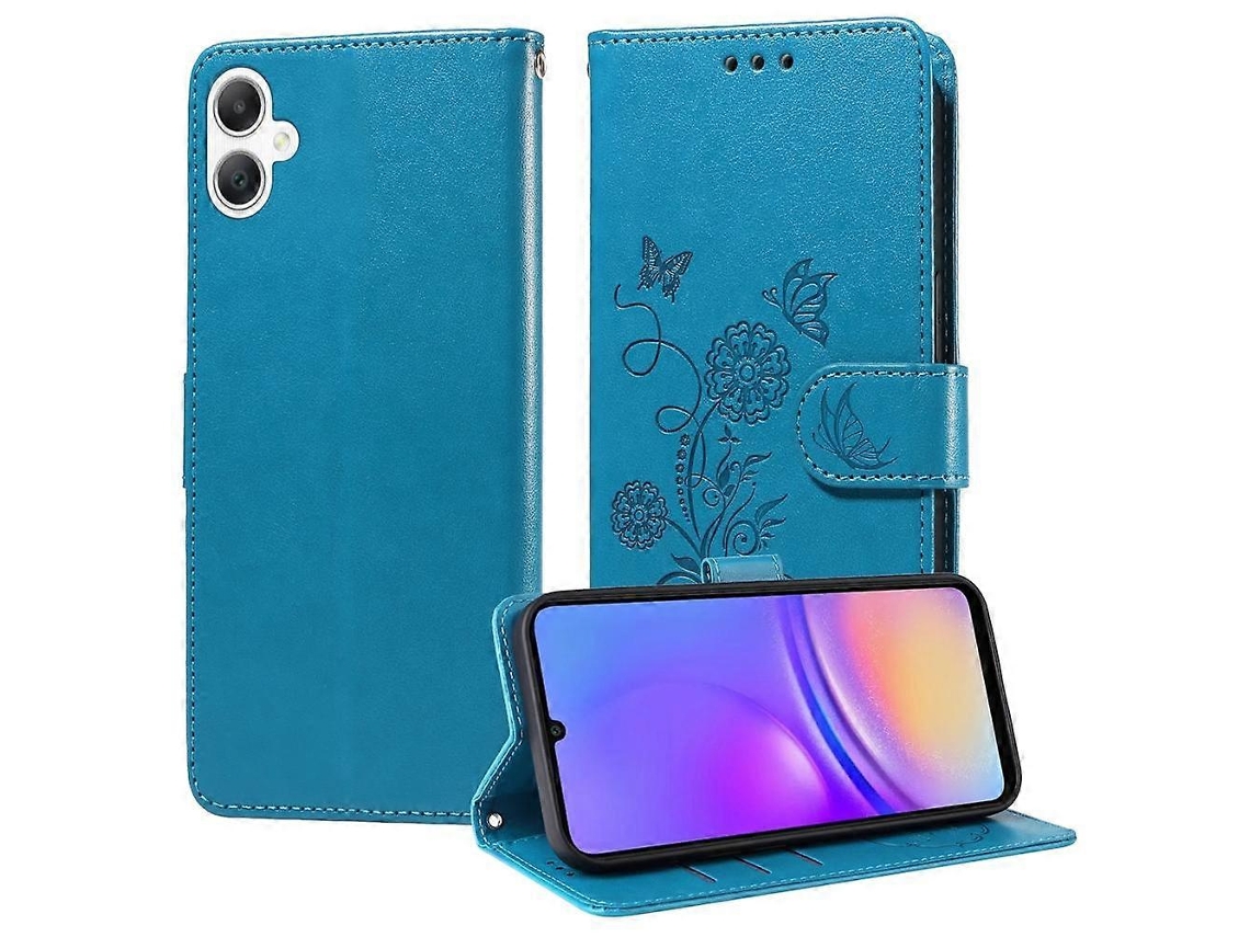 Capa De Couro Para Celular Com Flores De Borboleta Em Relevo