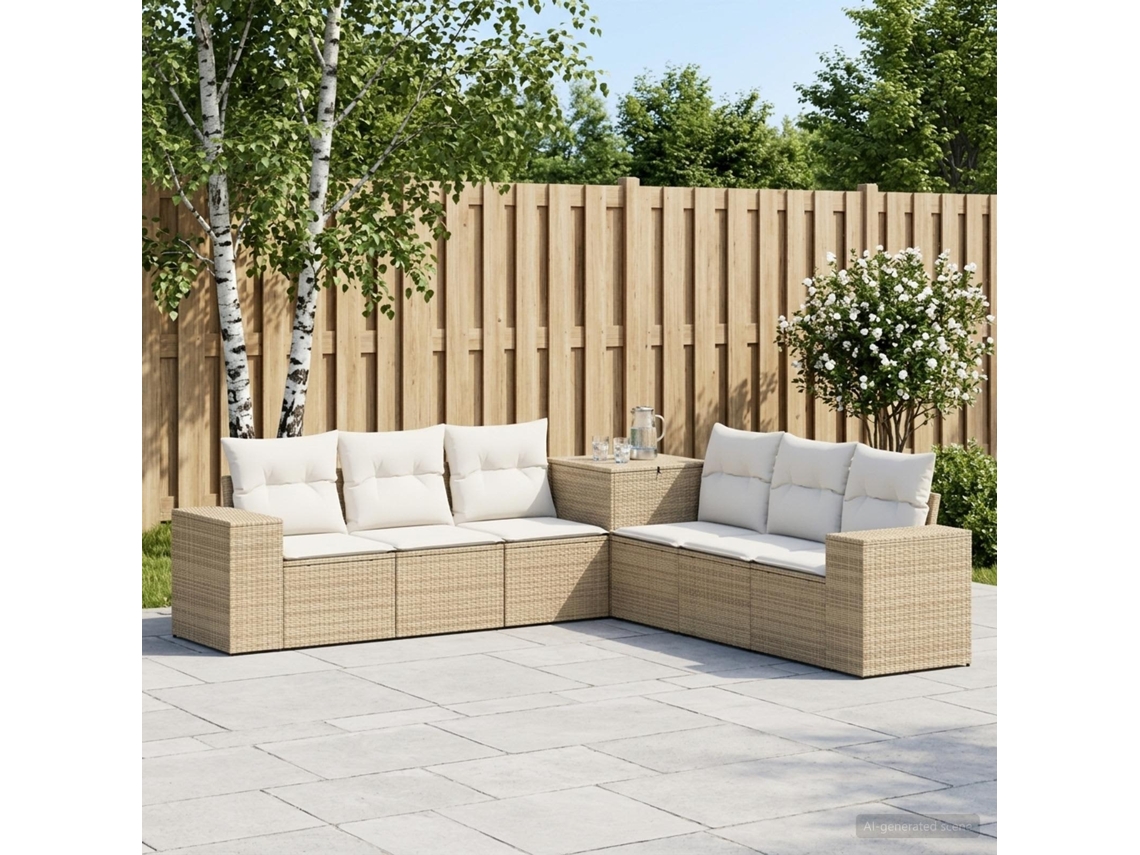 Vidaxl Conjunto De Sofás 7 Unid. Bege E Branco Creme