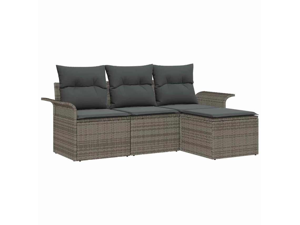 Maison Exclusive - Conjunto De Sofás Com Almofada 4 Pcs Cinzeto Vime Pe