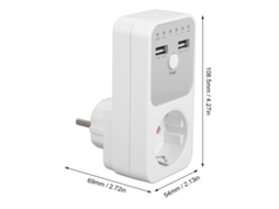 Toma De Proteção Com Timer, 3680w/16a, 2 Portas Usb E Plugue Eu.