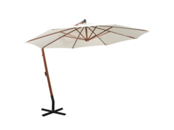 Vidaxl Guarda-sol Suspenso Com Poste De Madeira 350 Cm Branco