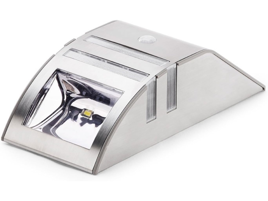 Luminária solar externa com sensor de movimento, à prova d'água, em aço inoxidável. Brilvibera