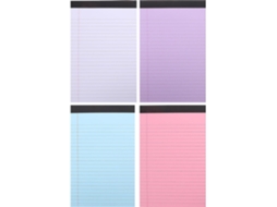Conjunto de 4 blocos de notas autoadesivos para raspar, Violetas Rosas, com linhas amarelas.
