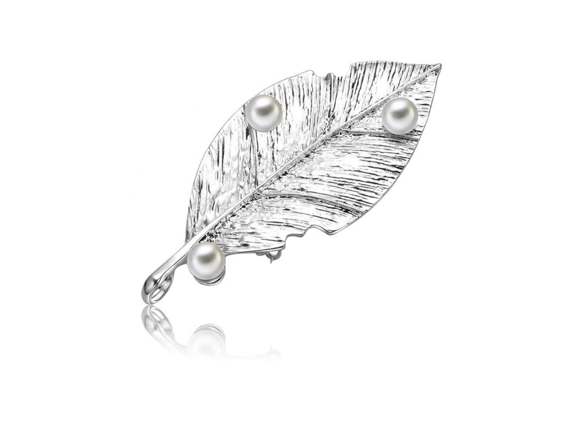 Broche De Cobre Com Pérola Falsa Brilhante Prateado Para Decoração