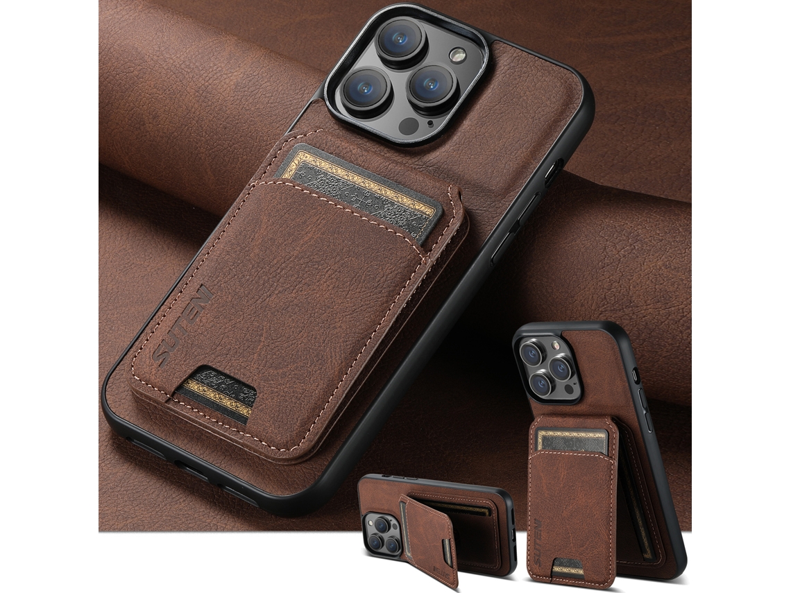 Capa De Couro Com Compartimento Para Cartão Para Iphone 14, Cor Lilás, Com Compartimento Para Celular