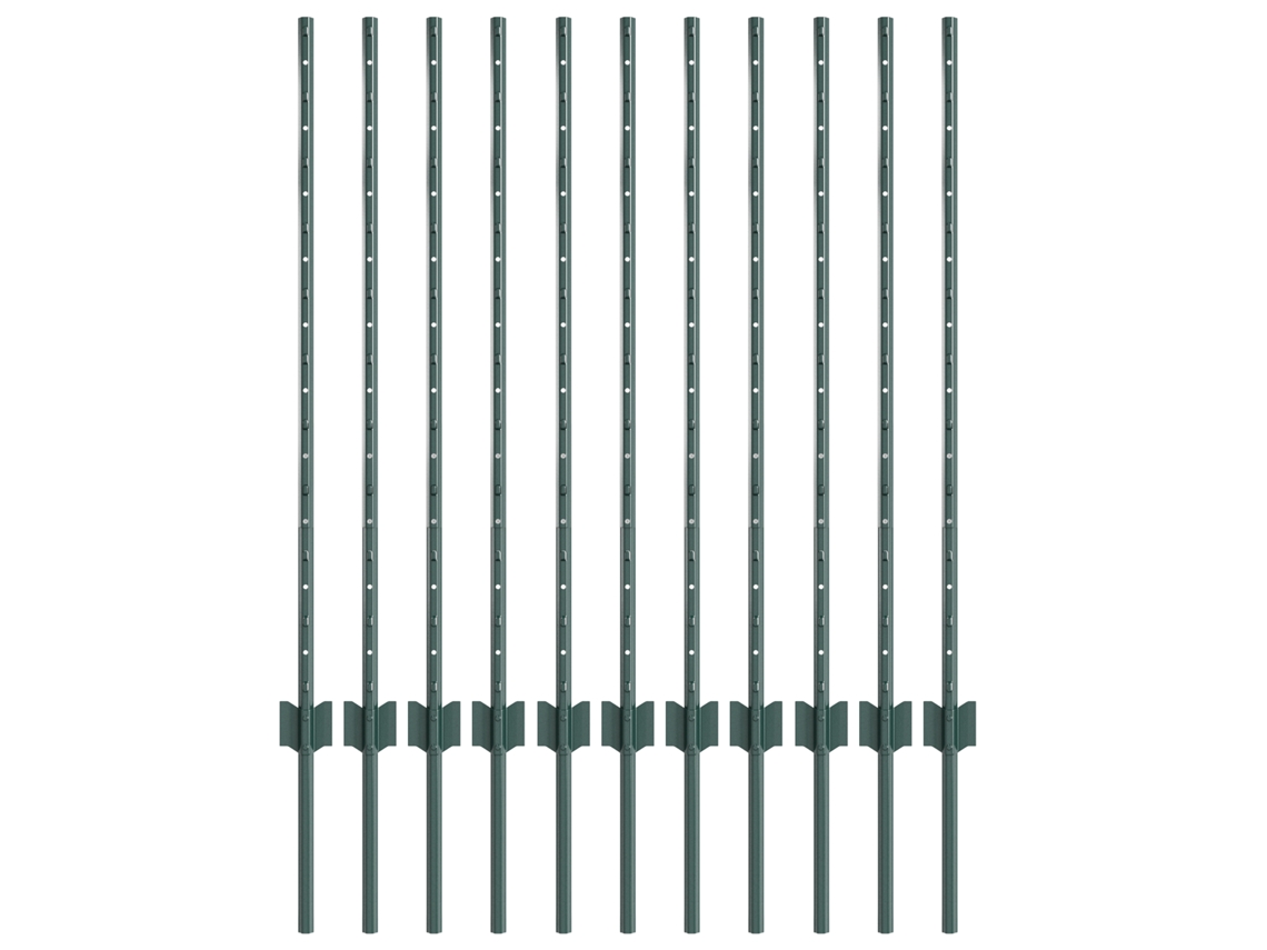Conjunto 11 Poste De Jardim Vidaxl Verde Aço (140 Cm)