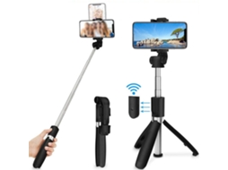 Bastão De Selfie Bluetooth Com Tripé Extensível E Suporte Para Smartphone.