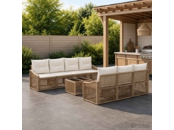 Vidaxl Conjunto De Sofá De Jardim 8 Unid. Bege Vime Pe