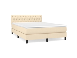 Cama com Molas/colchão 140x200 Cm Tecido Cor Creme MAISON EXCLUSIVE
