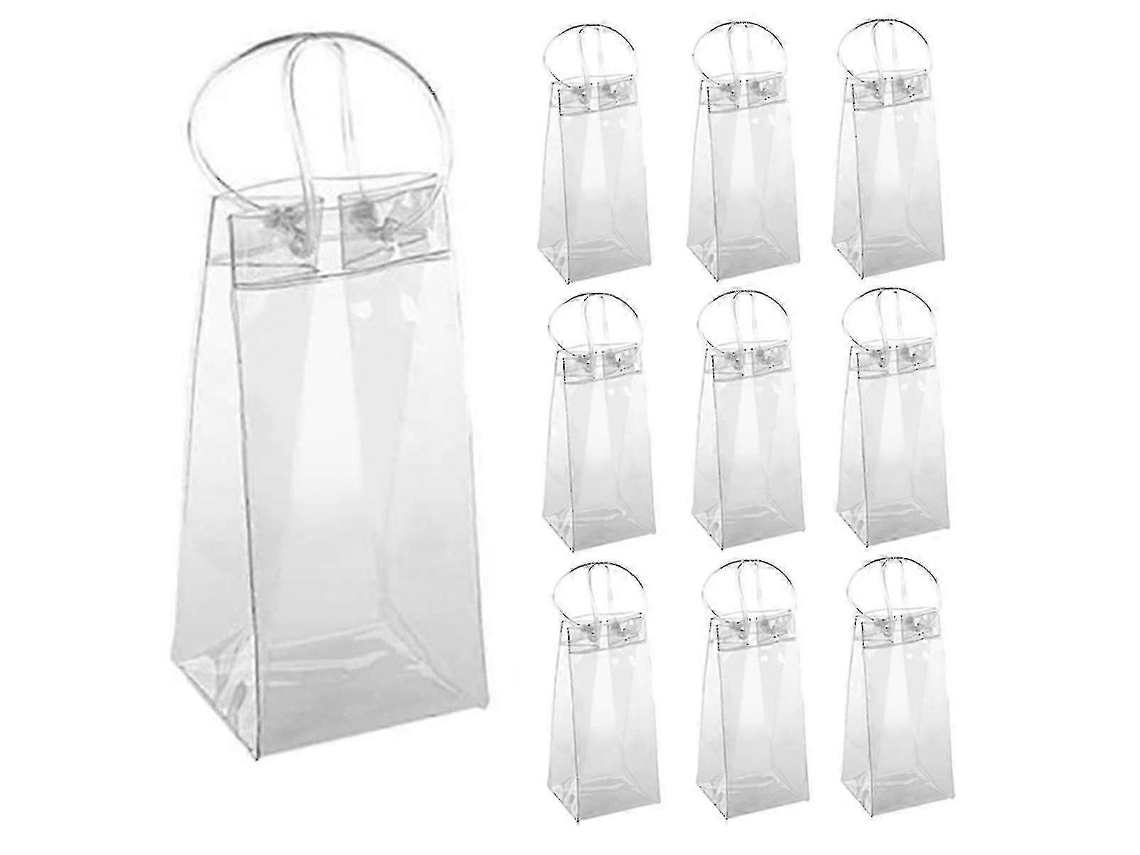 Pacote Com 10 Bolsas Térmicas Para Vinho, Bolsa De Gelo Transparente Em Pvc, Bolsa Térmica Portátil Para Garrafas De Vinho E Champanhe Aquaforge