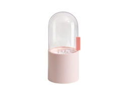 Porta Pincéis de Maquiagem, transparente, com tampa giratória e pé rosa Nova Line