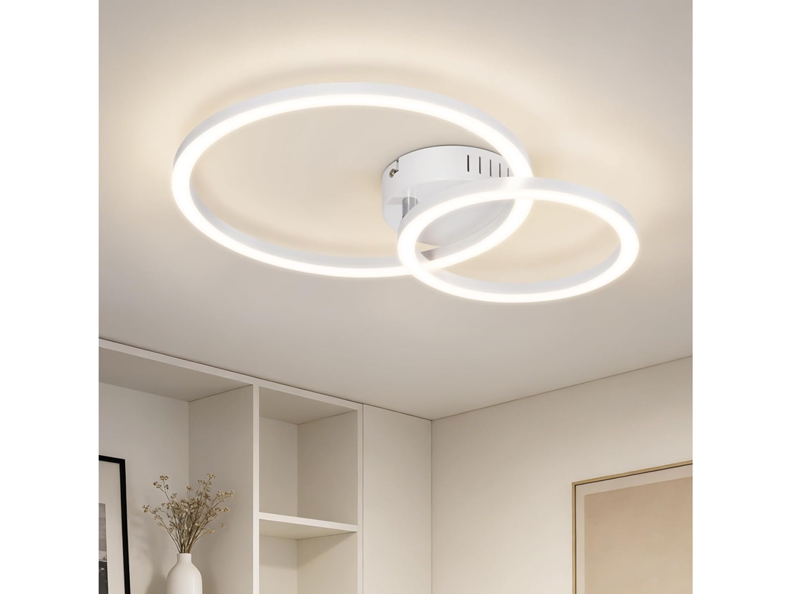 Luminária Teto Led Nettlife 40 Cm E 23 W, Design Moderno Com 2 Anéis, Luz Branca Neutra De 4000 K, Ideal Para Sala De Estar, Quarto, Cozinha