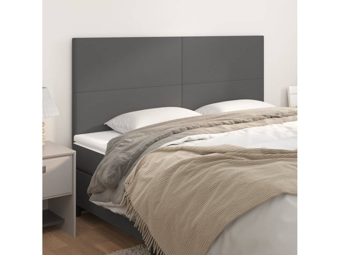 Cabecero de 4 piezas de piel sintética, 80 x 5 x 78/88 cm, color gris
