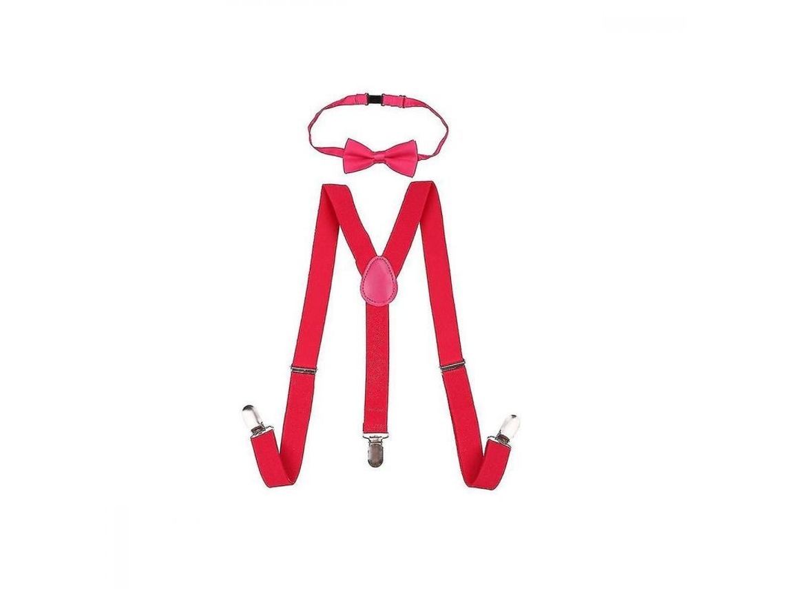 2026-corbata De Lazo Y Tirantes Elásticos Ajustables Para Niños Jnq 60 Cm (1-6 Anos) Rosa Intenso