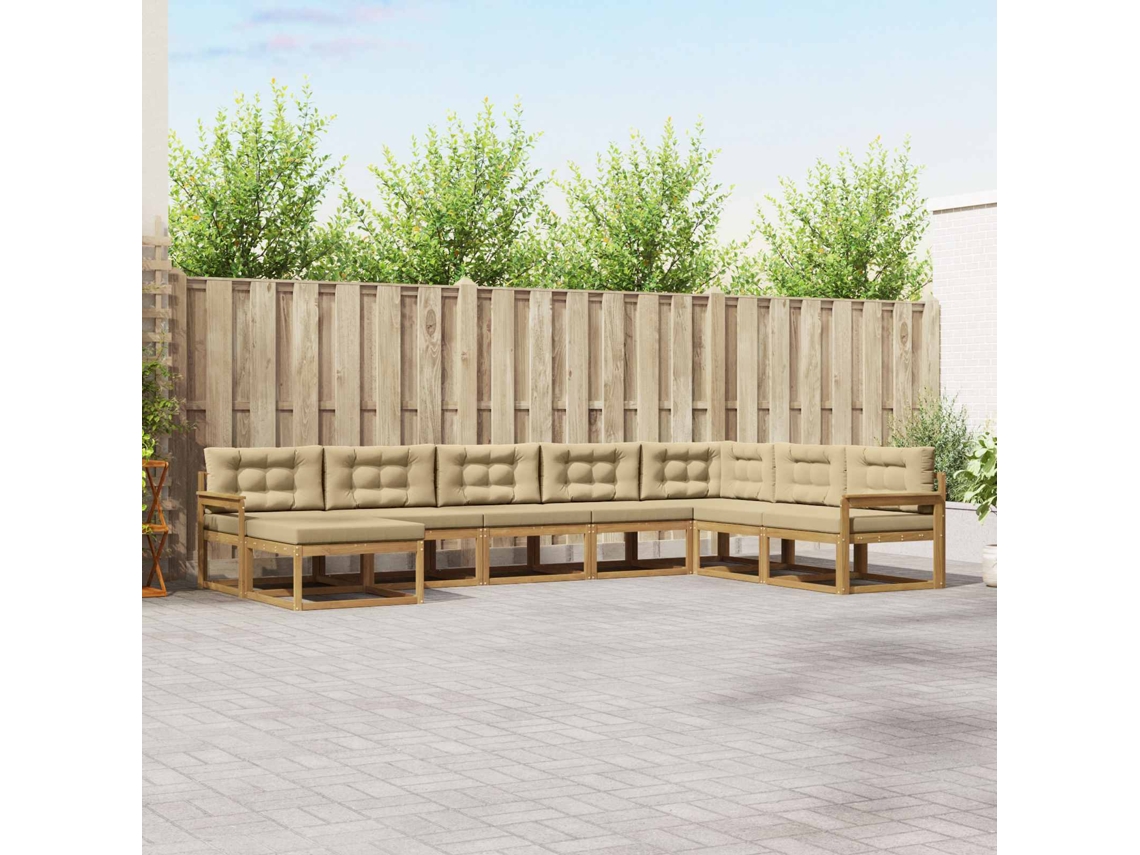 Vidaxl Conjunto De Sofás Para Exterior 8 Unid. Branco E Bege