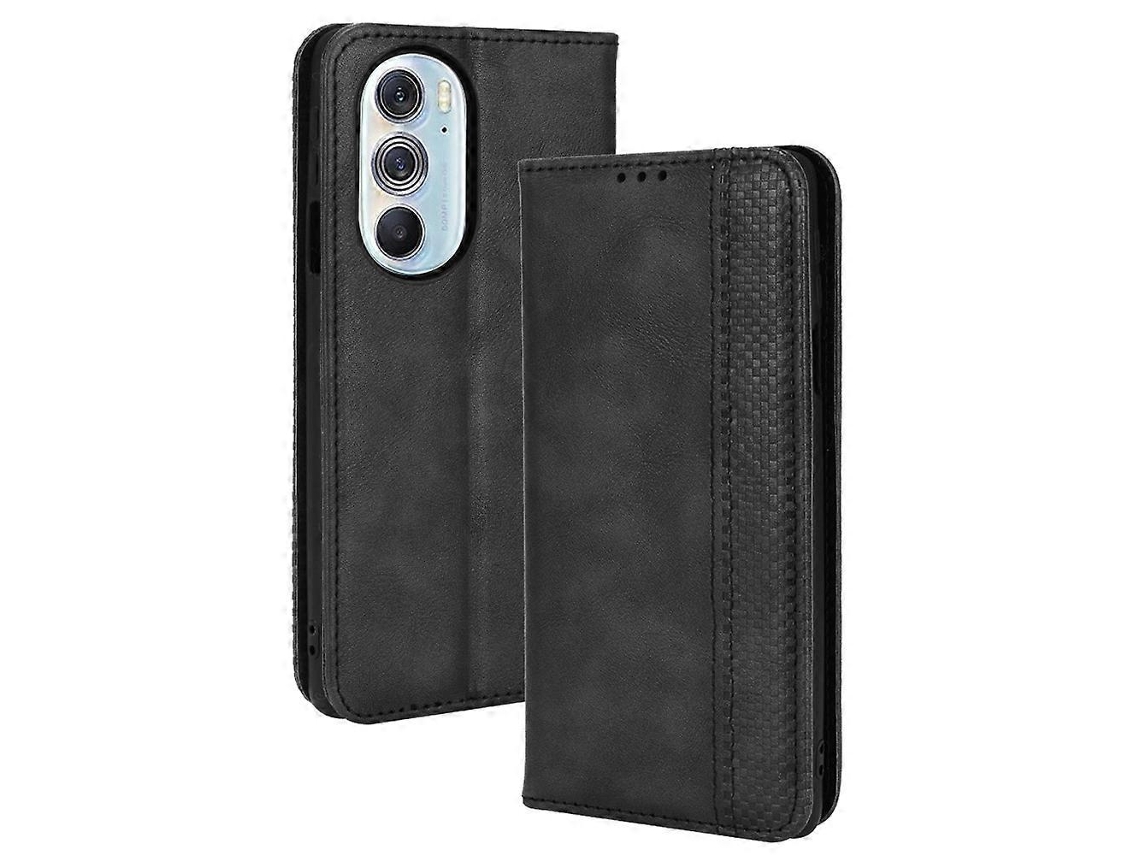 Capa De Celular Motorola Moto Edge 30 Pro/edge+ 2022/edge X30 Com Fecho Magnético E Design Retrô Em Couro Crazy Horse (marrom)