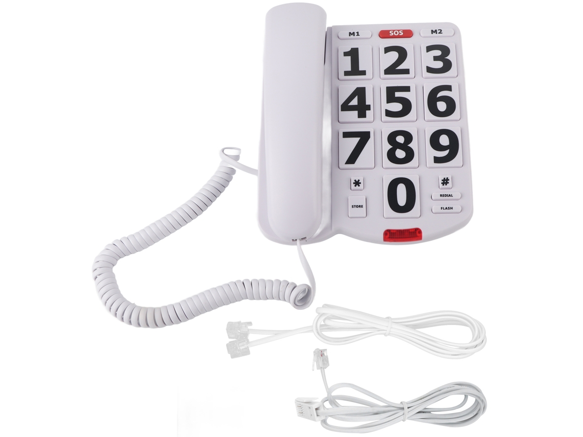 Telefone Com Botões Grandes E Fio, Telefone Fixo Com Botões Grandes E Toques Extra Altos Slowmoose