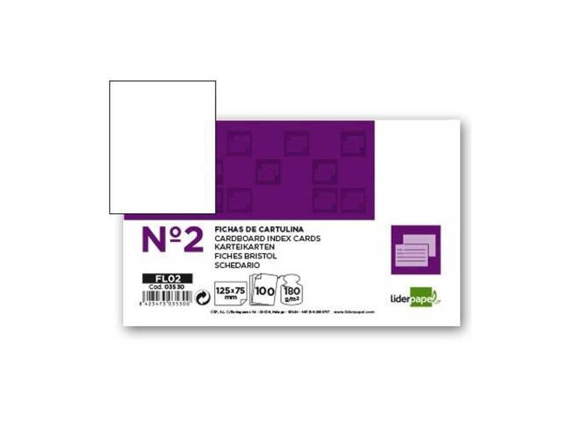 Fichas Em Cartolina, Emb. Com 100, 75X125 Mm, Lisa