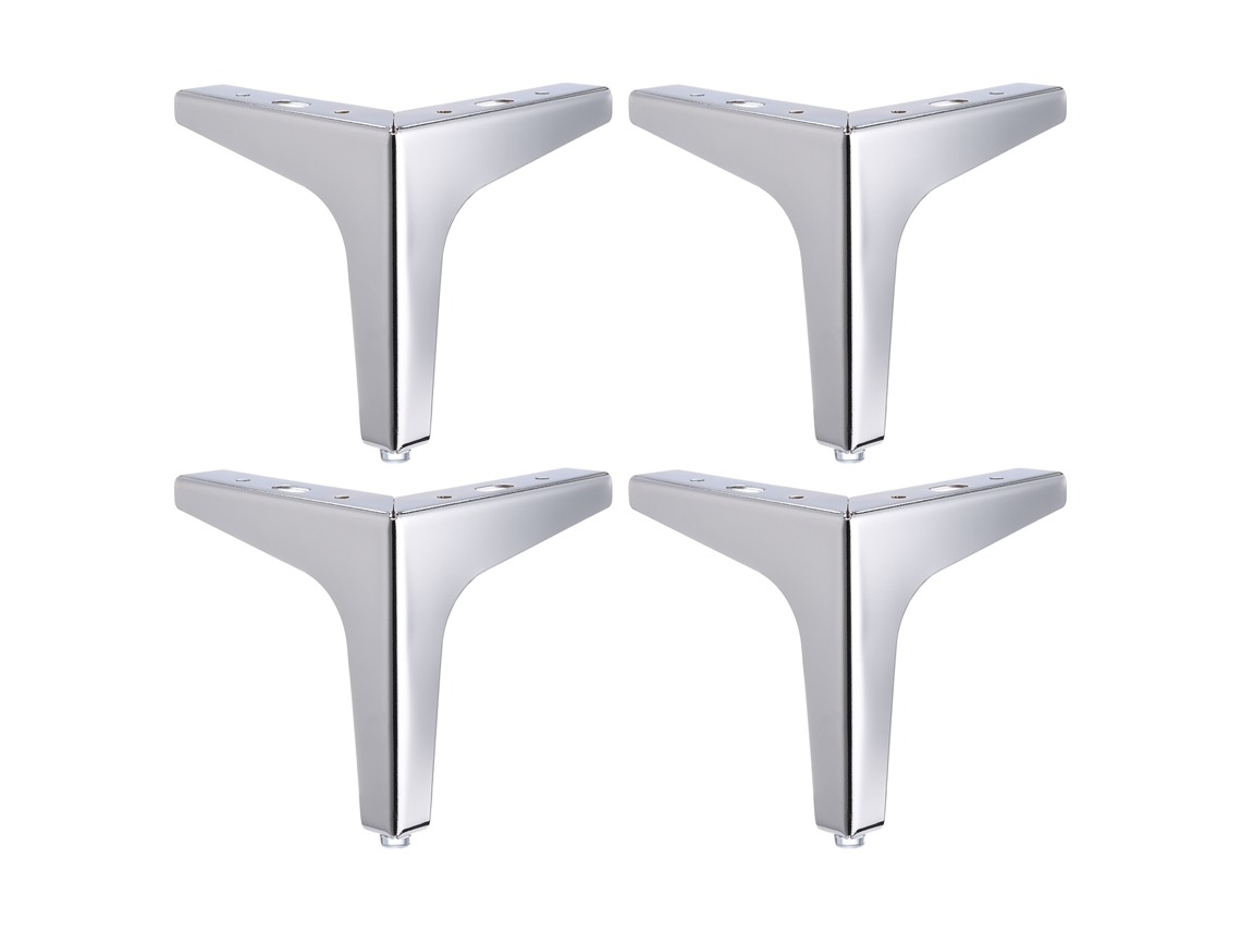 Laxiscreed Pés De Armário De 3 Pontas Prateados, 10cm, Pack De 4 Com Parafusos