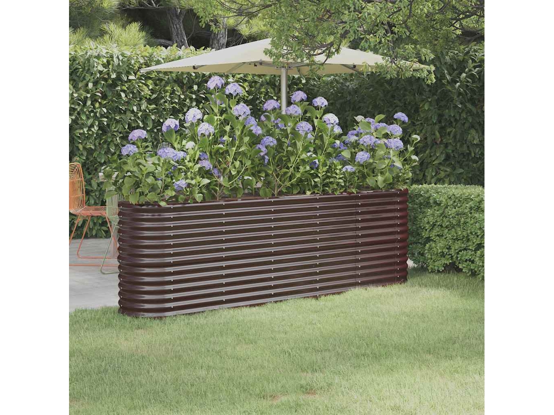 Vidaxl Canteiro Elevado Jardim 224x40x68cm Aço Galvanizado Castanho