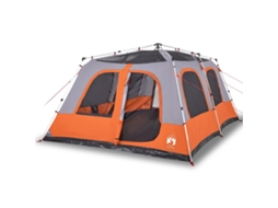 VIDAXL Tenda Familiar Cúpula 10Pessoas Libertação Rápida Cinza/Laranja