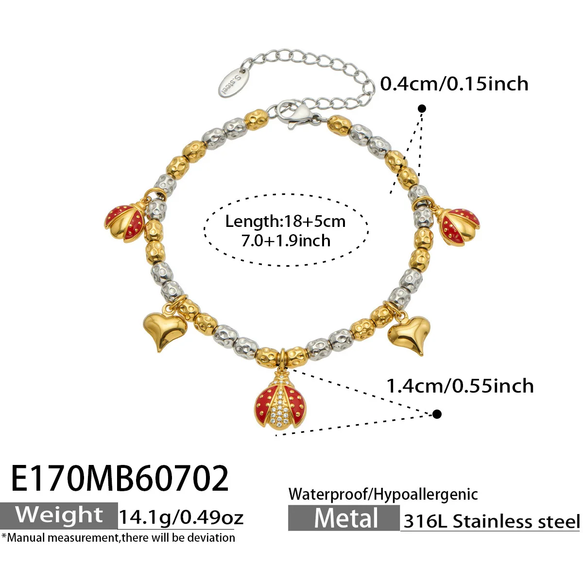 Pulseira Com Pingente De Coração De Inseto, Um Presente De Aniversário Versátil Para O Dia A Dia.