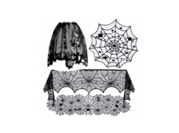 Conjunto 4 Peças Decoração Lareira Halloween Teia De Aranha, Toalhas De Mesa E Caminho De Mesa Igvtrade (redonda/quadrada)