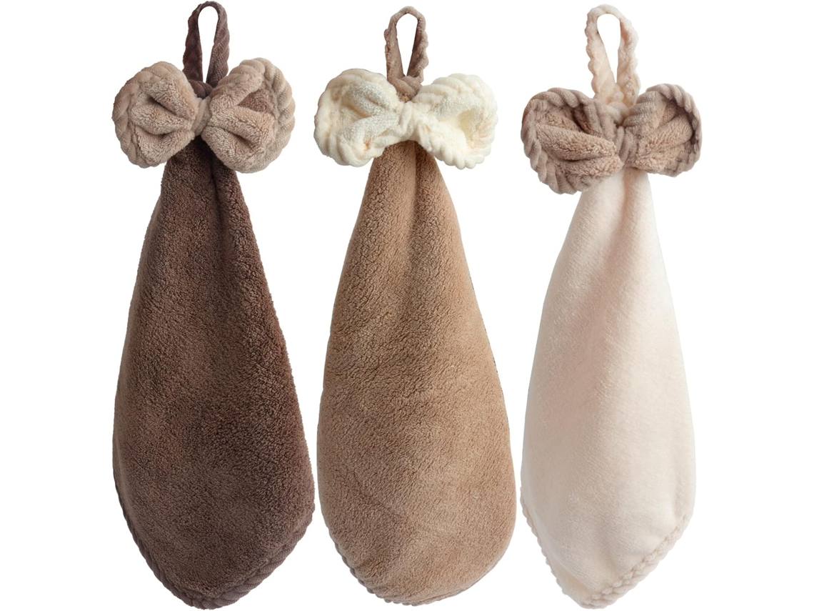 Conjunto de 3 Toalhas de Cozinha de Microfibra Fleece Coral, Decorativas, Secam as Mãos Instantaneamente AQUAFORGE