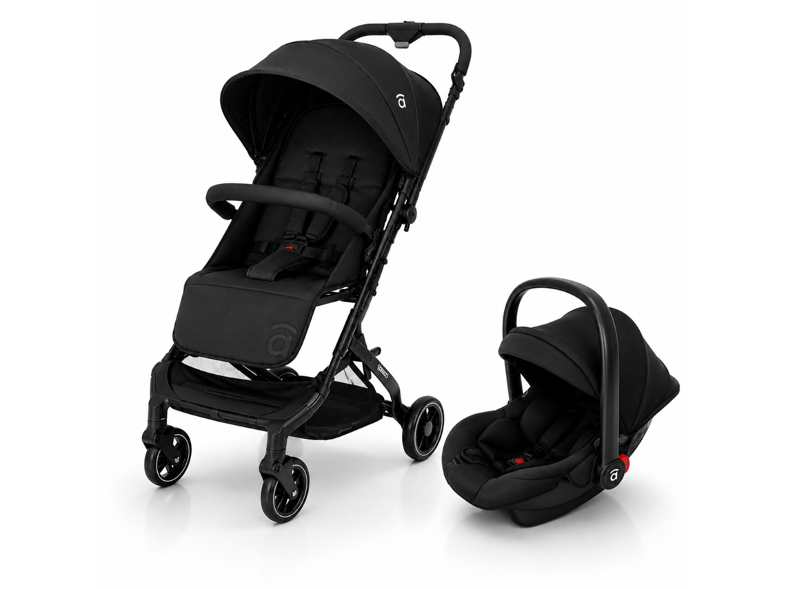 Travel System Asalvo Tumbuctú - Carrinho + Cadeira Auto Gr.0+, Dobrável A Uma Mão, Spf50+ - Preto