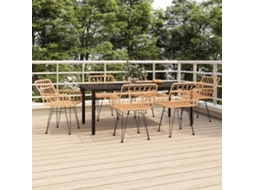 Vidaxl 7 Pcs Conjunto De Jantar Para Jardim Vime Pe