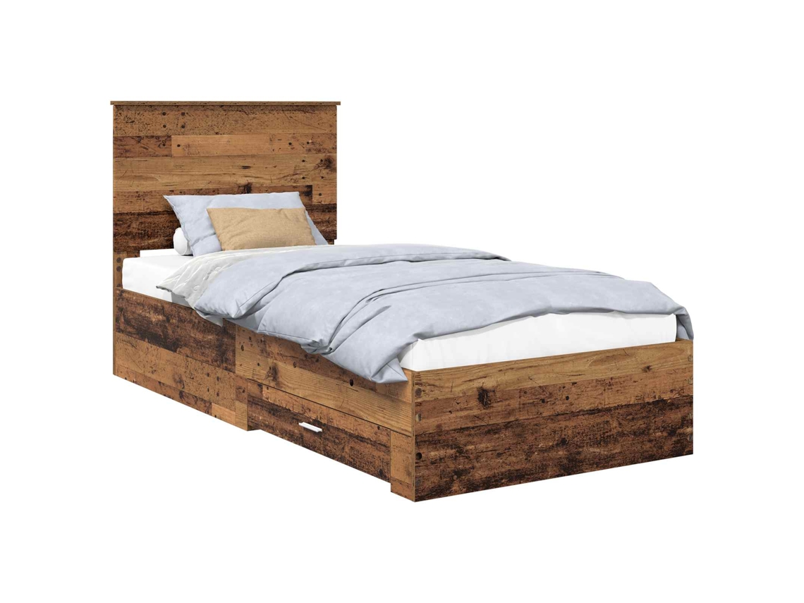 Estrutura da Cama com Cabeceira em Madeira Antiga 100x200 cm MAISON EXCLUSIVE
