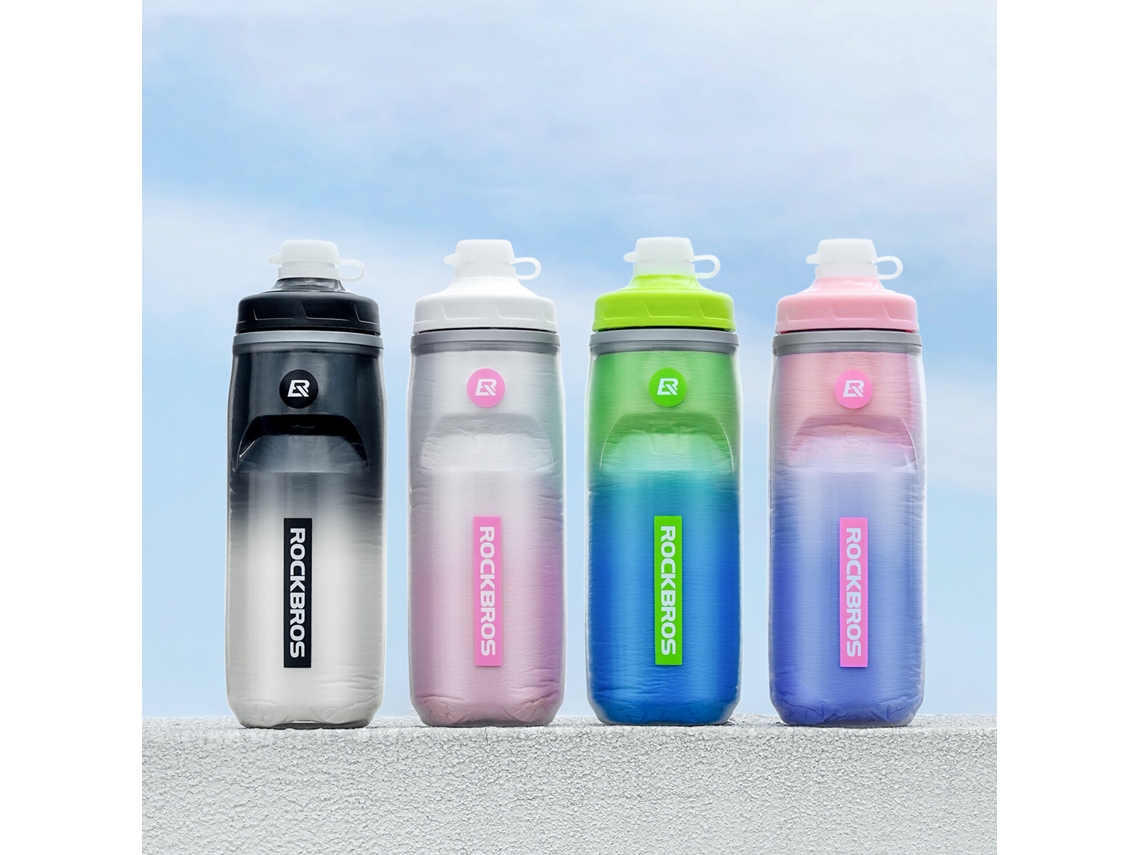 Branca Rockbros Garrafa Água Bicicleta 620ml Isolamento Térmico Mantém Temperatura Fria Academia Corrida Esportes Ar Livre
