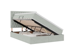 Cama com Arrumação e Led Cinzento Claro Veludo MAISON EXCLUSIVE (140x200 cm)