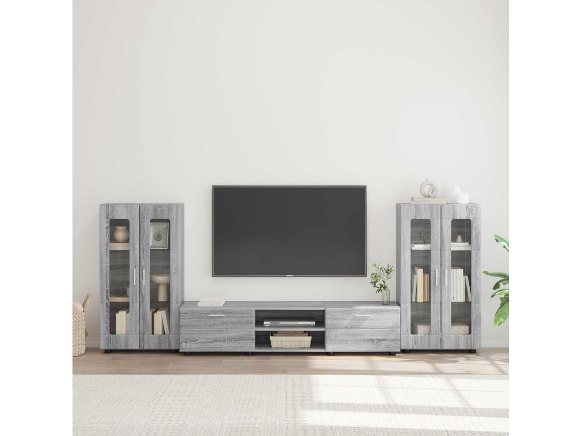 Vidaxl Conjunto De Móvel De Tv Com Gaveta Florin 3 Pcs Cinza Sonoma